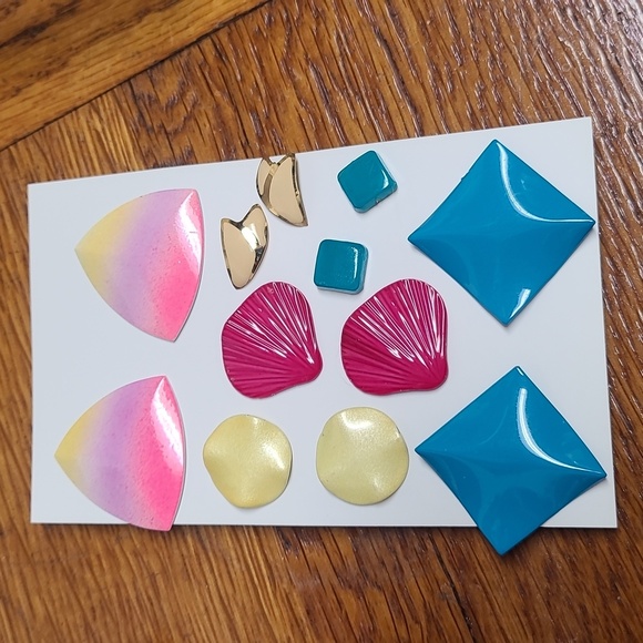 Colorful Geometric Earring Set - Picture 3 of 14